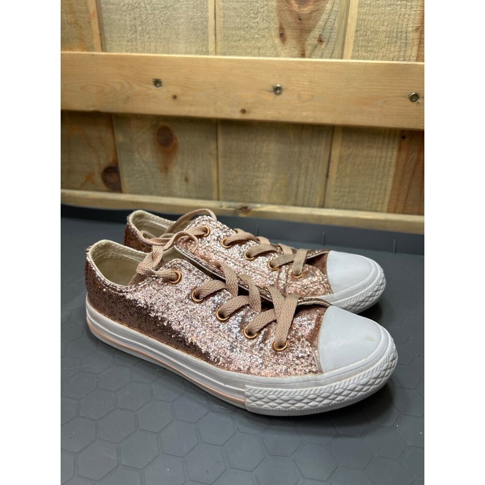 Converse Junior Size 1 Rose Gold Glitter Sneakers